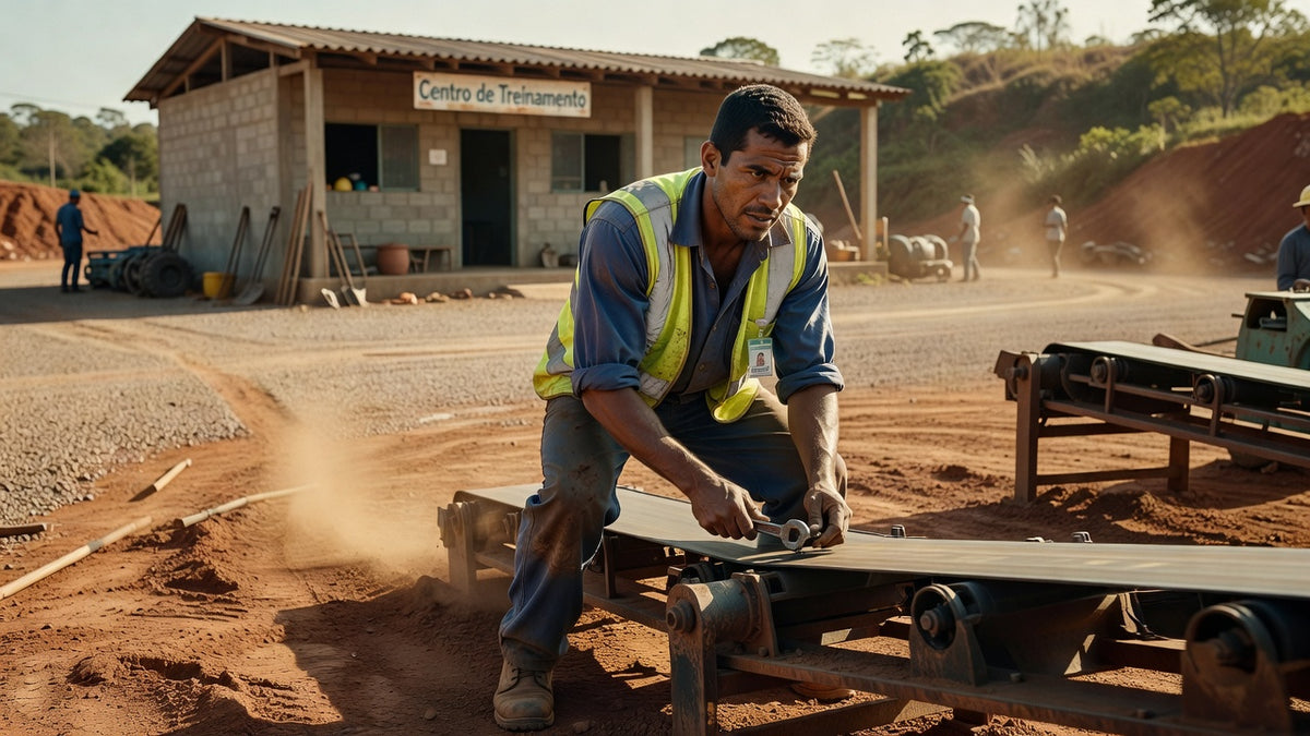 Paisagem de Itabira com foco em mineração e qualificação profissional