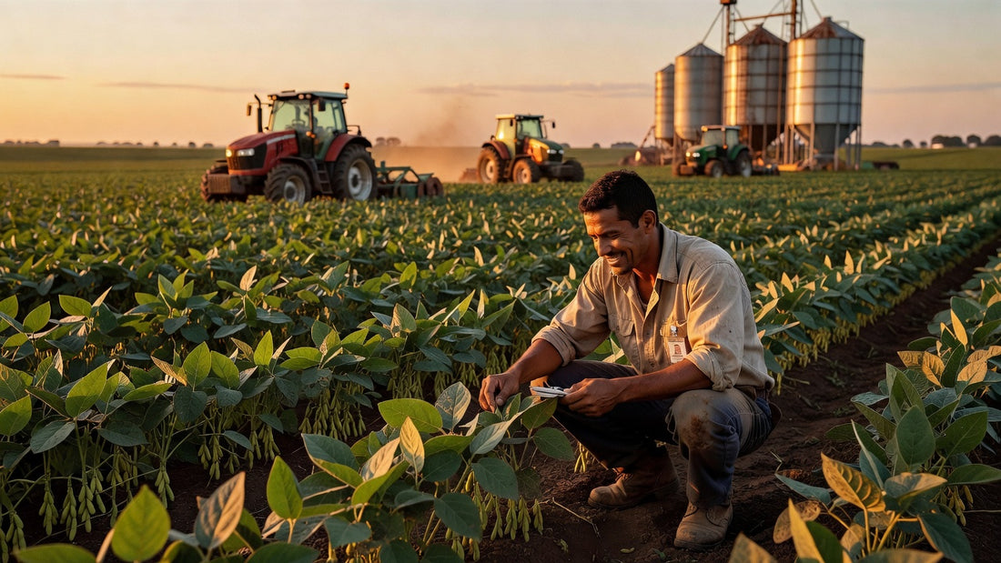 Campos de soja em Sorriso MT com maquinário agrícola moderno