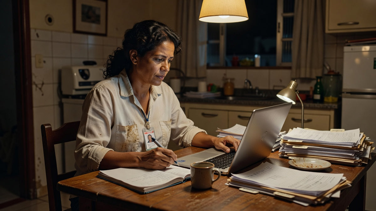 Mulher adulta estudando EJA EAD em casa