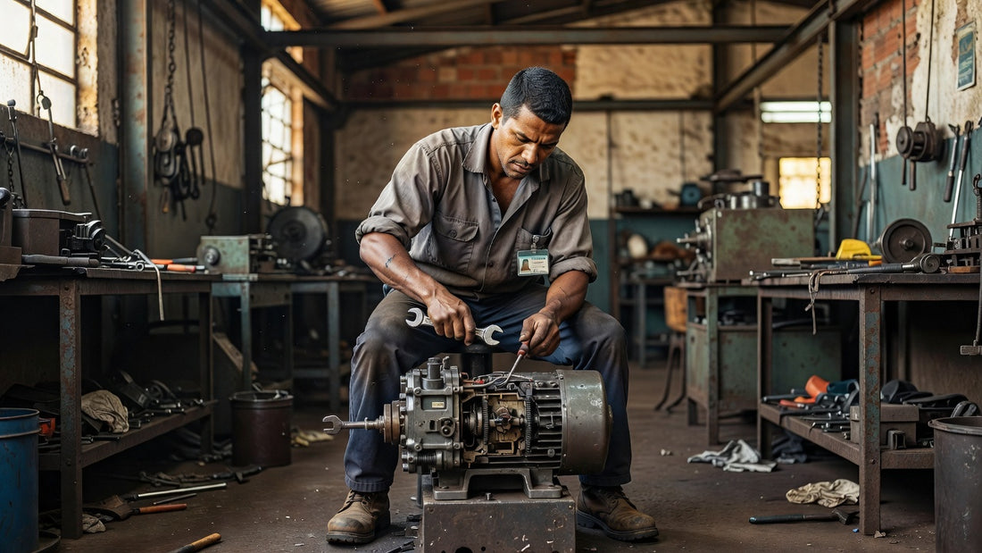 Técnico em eletromecânica trabalhando em uma indústria